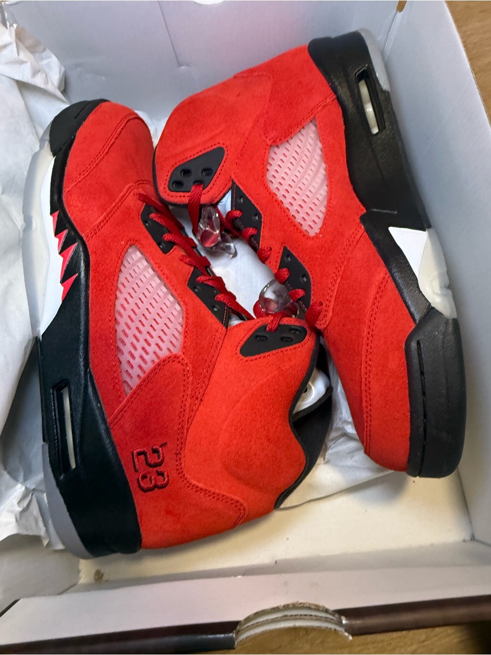 Jordan Red and Black Suede Sneakers